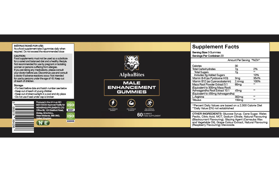 Alpha Bites Gummies – Food Supplement for Men (60 Gummies)