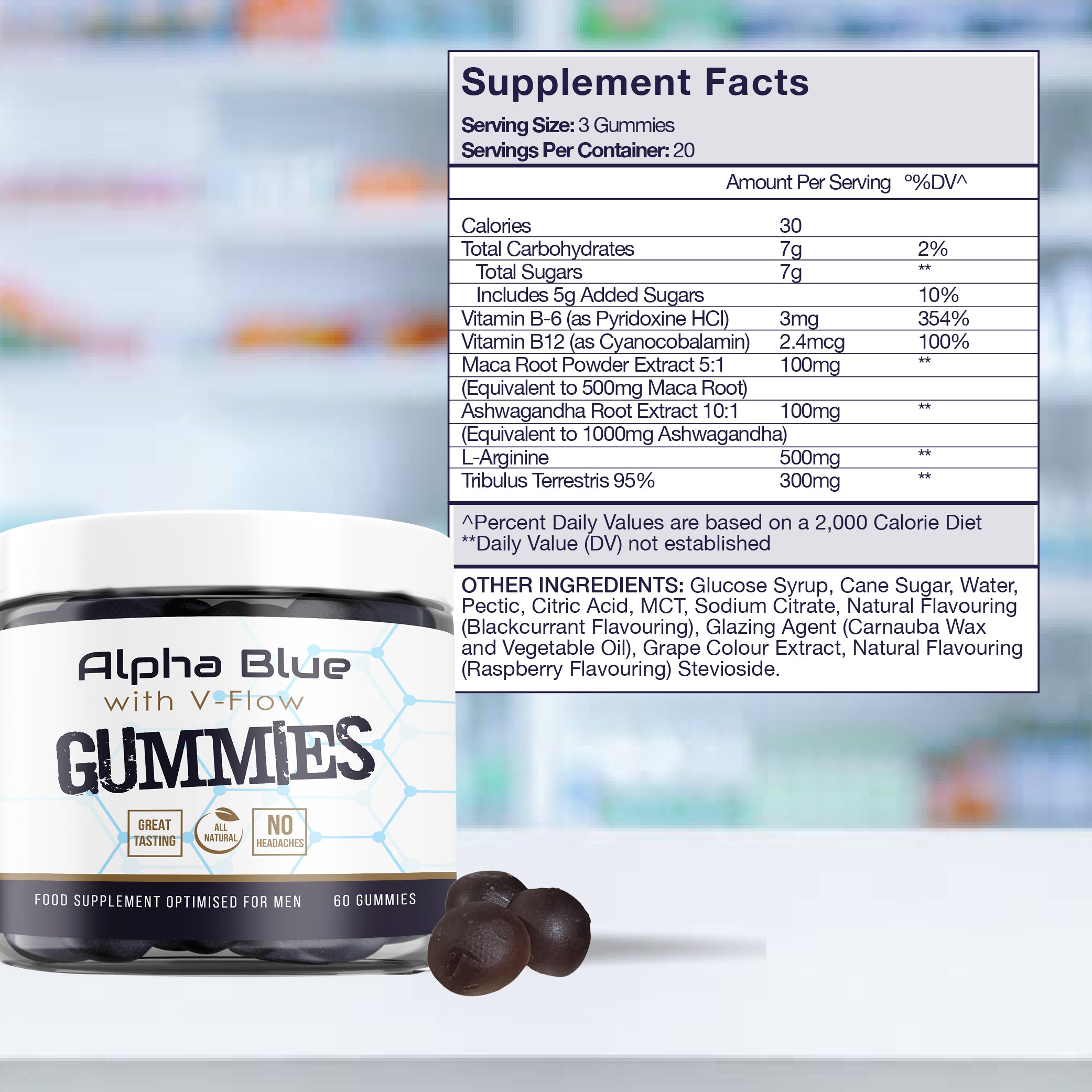 Alpha Blue with V-Flow – Food Supplement Gummies (60 Gummies)