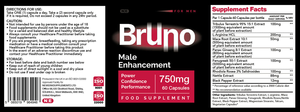Bruno – Men’s Wellness Food Supplement Capsules (60 Capsules)