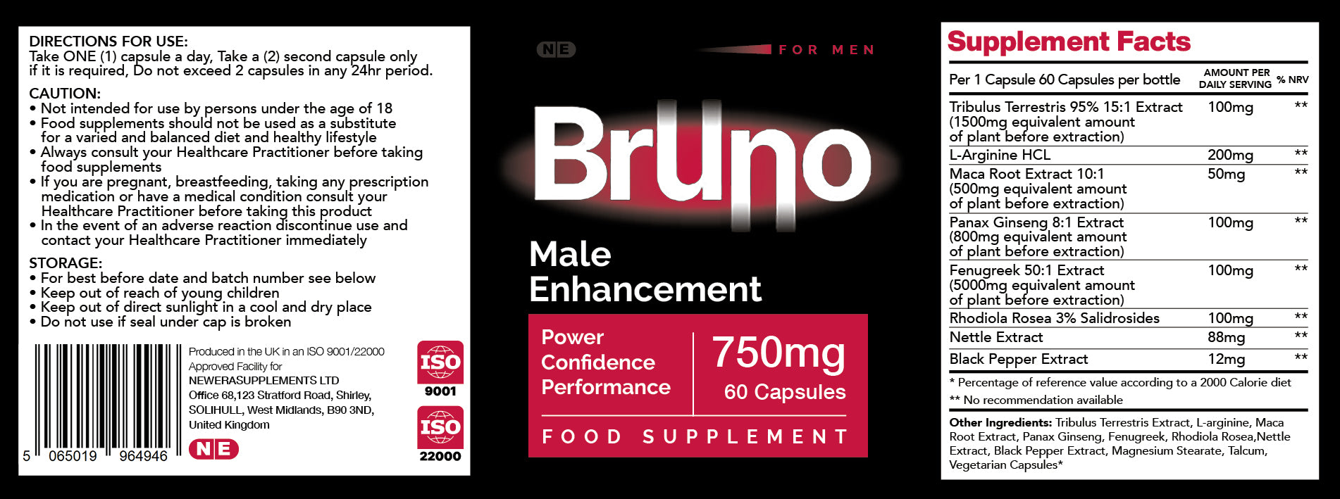 Bruno – Men’s Wellness Food Supplement Capsules (60 Capsules)