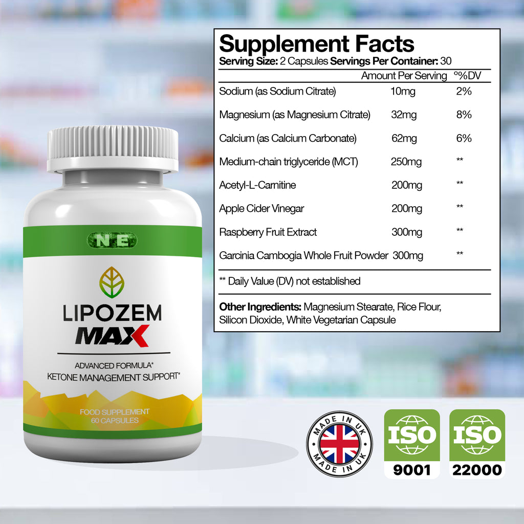 Lipozem Max – Vegan Food Supplement Capsules (60 Capsules)