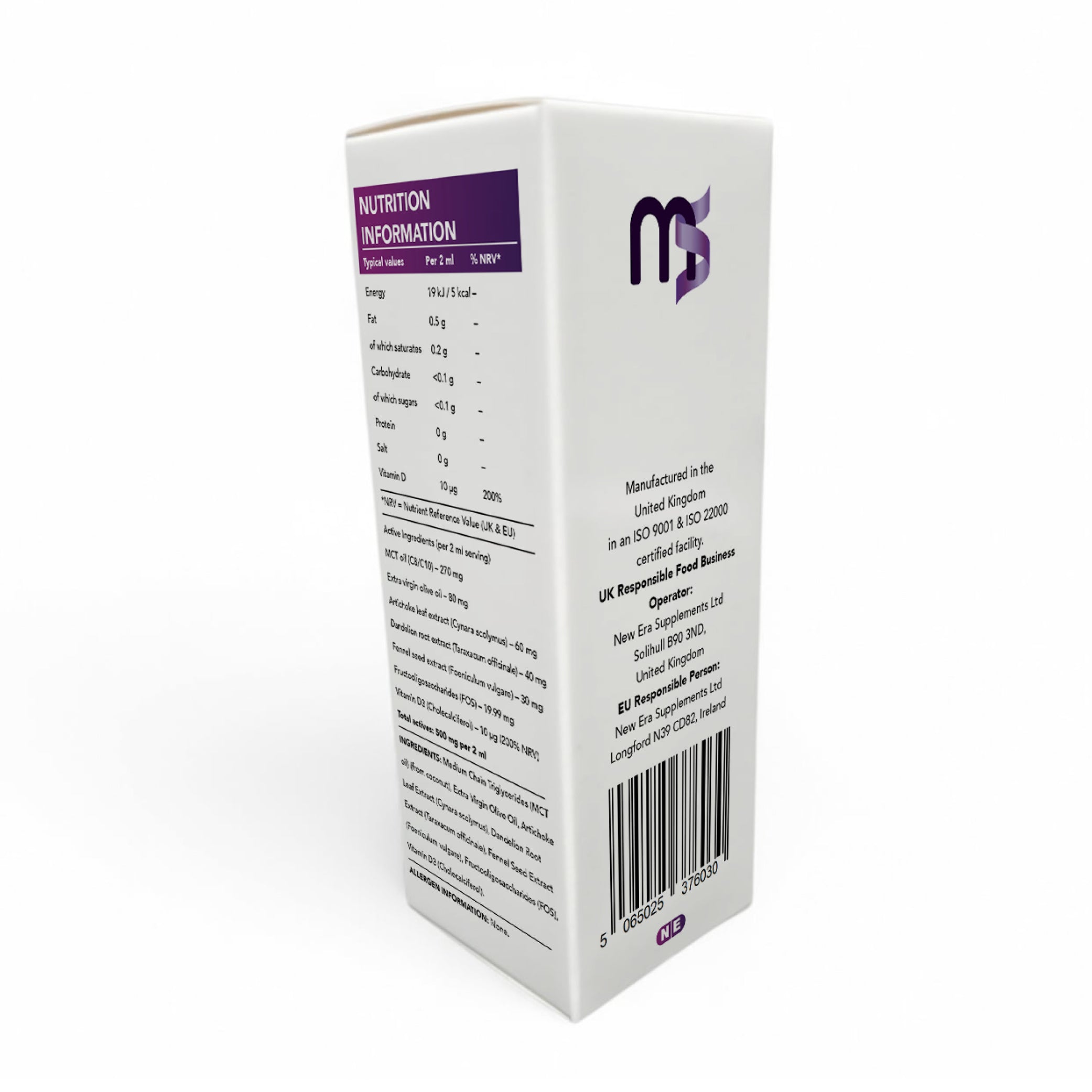 M Metabolism Support Formula – Liquid MCT & Botanical Blend with Vitamin D3 – 500 mg Active Complex – 2 ml Daily