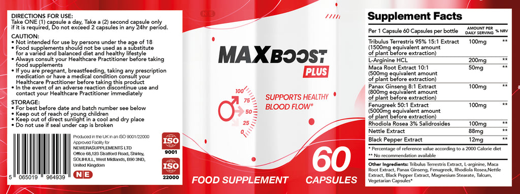 Max Boost Plus – Food Supplement Capsules for Men (60 Capsules)