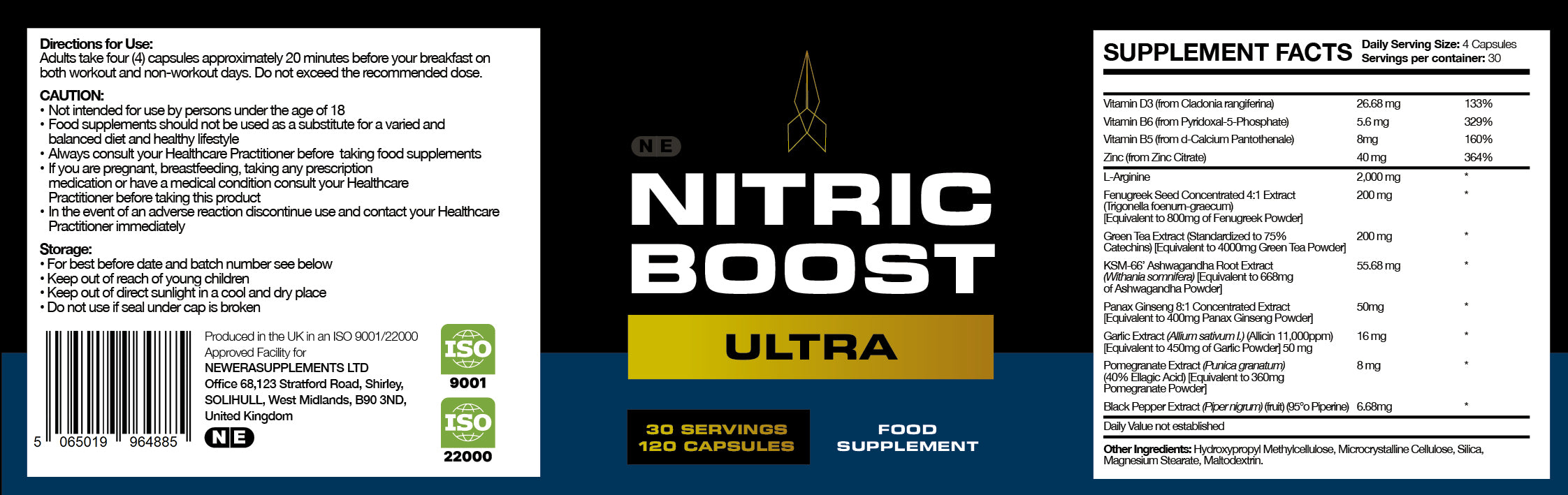 Nitric Boost Ultra Powder with Amino Acids, Vegan & Gluten-Free, 30 Servings