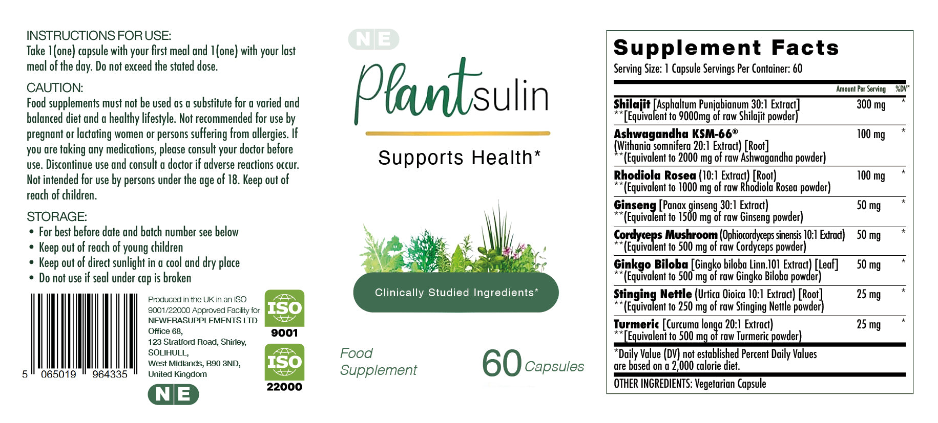 Plantsulin – Food Supplement Capsules (60 Capsules)