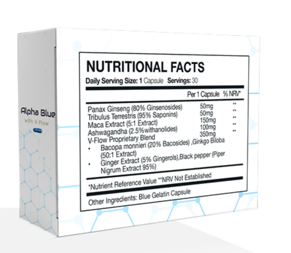 Alpha Blue with V Flow – Food Supplement Capsules for Men (30 Capsules)