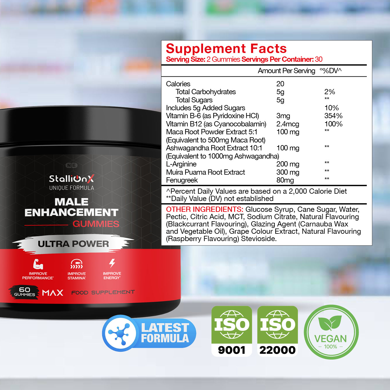 Stallion X Botanical Food Supplement Gummies, 60 Gummies